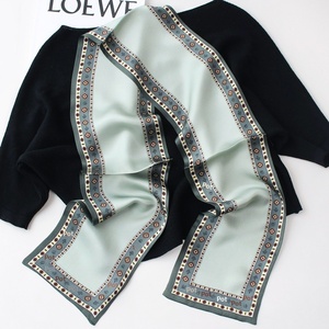 Foulard carré en soie pure double couche double face à carreaux irréguliers, style étoile, pour femme musulmane, mode estivale, petit ruban - Product Image 1