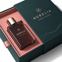 Ensemble d'emballages de luxe en papier rigide avec tiroir, pour flacons de parfum et cosmétiques carrés, avec logo gaufré personnalisé et pelliculage brillant haut de gamme