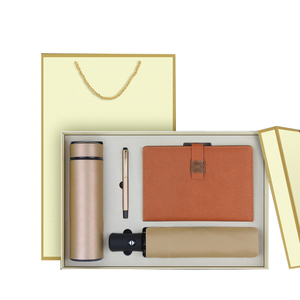 2026 Venta al por mayor: Nuevo y moderno set de regalo personalizado para empresas con vasos térmicos, paraguas automático, cuaderno de cuero y bolígrafo - Product Image 1