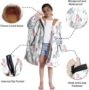 Venta al por mayor bebé niño <span class=keywords><strong>bata</strong></span> cambiante Zip up Toalla de playa con capucha Poncho absorbente viaje traje de baño envoltura para actividades al aire libre - Product Image 3