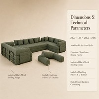Canapé d'angle moderne en chenille vert sauge avec accents métalliques noirs pour salon, vente en gros, directement de l'usine