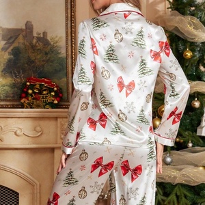 Bán Buôn Tùy Chỉnh Kỹ Thuật Số In Logo Quá Khổ Satin Nhà Mặc Của Phụ Nữ Bộ Đồ Ngủ Cho Giáng Sinh Lễ Kỷ Niệm - Product Image 3