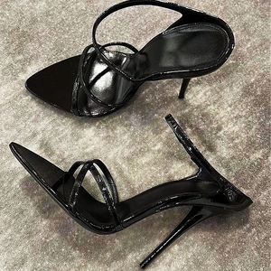Escarpins Femme Talon Haut Shiny Fashion <b>Slides</b> Trendy Thin High Heel Mules Shoes for Women - Product Image 3