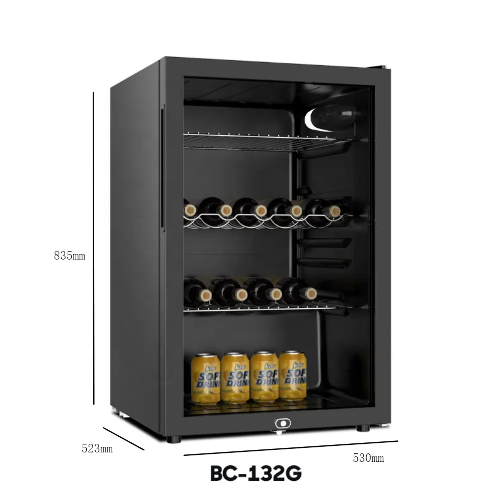 132L Mini porte en verre armoire de cave à vin refroidisseur réfrigérateur commercial