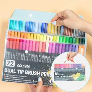 Lot de marqueurs double pointe pour aquarelle, pinceaux, dessin et lettrage, marqueurs à clic multicolores avec logo - Product Image 2