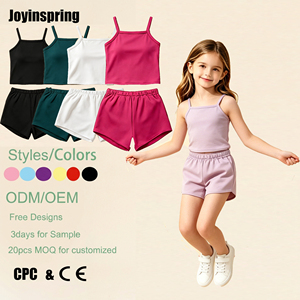 Conjunto de Top Corto y Pantalones Cortos Personalizados, Ropa Infantil con Logotipo Personalizado, Ropa Deportiva Informal y Transpirable de Dos Piezas para Niñas de 15 <span class=keywords><strong>Años</strong></span> - Product Image 1