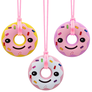 Silicone <strong>Chew</strong> Donut Teether Toy for Kids and Adults Pink Soft Baby Donut Donut <strong>Necklace</strong> for Teething - Product Image 1