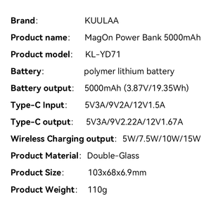 [Cổ Phiếu] kuulaa slimmest 6.9mm 5000mAh từ ngân hàng điện không dây | pd3.0 sạc nhanh & hỗ trợ sạc thiết bị kép - Product Image 6