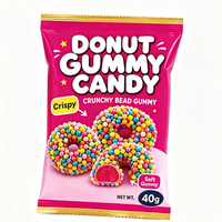 BESTAR Bonbons Gommeux Halal en Forme de Donut, Croquants, Vente en Gros, Marque Privée Personnalisée, OEM, Saveur Fruitée, Confiserie Gommeuse Moelleuse Enrobée Croustillante