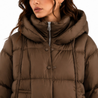 Doudoune longue pour femme en duvet d'oie 90% avec capuche auto-chauffante amovible, coupe-vent, manteau d'hiver matelassé, vente en gros