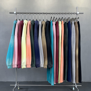 Sun Faded Baggy Pantalon de survêtement à jambe droite Pantalon en coton polaire surdimensionné Logo personnalisé Distressed Acid Wash Pantalon de survêtement évasé - Product Image 4