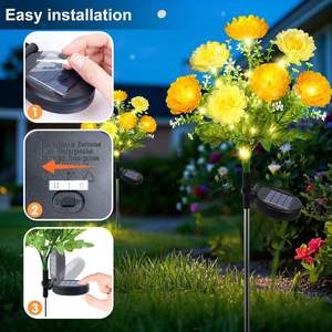 מנורת דשא חיצונית עמידה למים מנירוסטה בצורת לוטוס שלג, מנורת פטיו מודרנית IP65 סולארית עם הדלקה וכיבוי אוטומטי, תאורת נוי לחצר. - Product Image 3