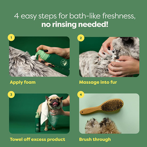 GMP OEM Shampooing et après-shampoing sec sans eau pour chien Lavage pratique sans rinçage pour le nettoyage de voyage Conditionnement et démêlage - Product Image 5
