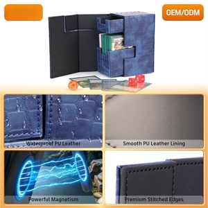 Boîte de rangement pour cartes en cuir PU de qualité supérieure avec compartiment pour dés, pour jeux de cartes à collectionner, organisateur de collection de jeux de stratégie, portable - Product Image 6