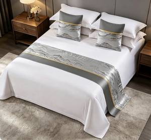 Caminho de Cama Moderno em Poliéster Tingido com Padrão Personalizado para Hotéis, Tamanhos <span class=keywords><strong>Queen</strong></span> e King - Product Image 6