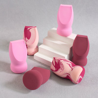 Éponge de maquillage ovale en forme d'alien, à trois coupes, douce, très élastique, double usage, pour poudre humide ou sèche