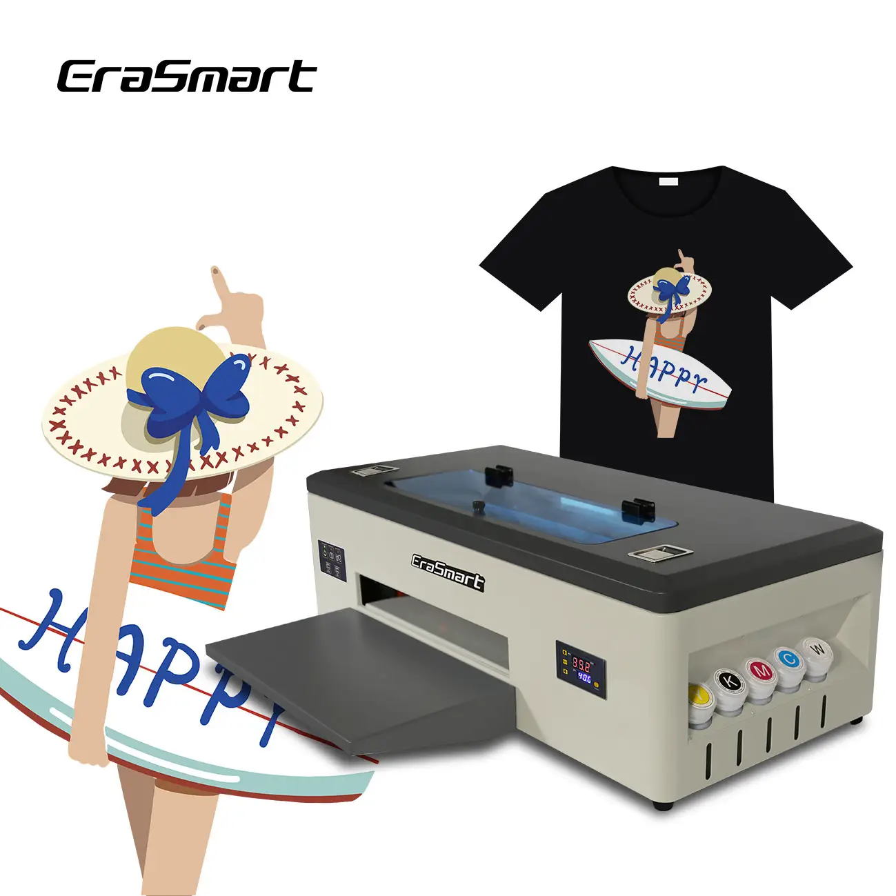 Erasmart Top-Ranking Products A3 Dtf Printer 1390 L1800 Dtf Pet Film Printer For T Shirt Printing