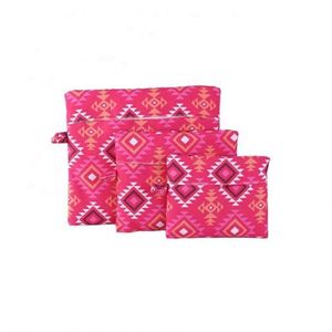 Hot New Travel Luggage Organizer Bag Set 3PCS Foldable Polyester Packing <b>Cube</b> with Geometric Pattern and Zipper Closure - Product Image 3