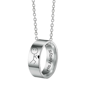 Collar de anillo de acero inoxidable para mujer y niña, collar de pareja de dibujos animados abstractos, joyería encantadora, 2023 - Product Image 2