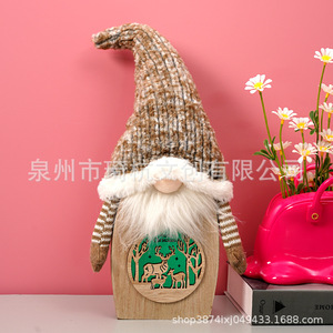 Christmas Wooden Gnome Figurine 6-6.9in Nordic Style Led Lighting Home Desktop <b>Ornament</b> Gift - Product Image 2