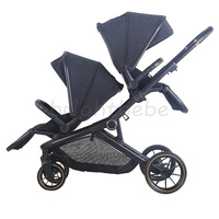 Poussette double pour bébés Brightbebe en alliage d'aluminium léger avec roues de 7/10 pouces, pliable, 0-3 ans, capacité de charge de 20 kg