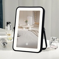 Miroir de maquillage à écran tactile LED à intensité variable pour coiffeuse Miroir de maquillage de bureau portable