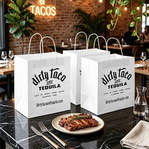 Sac en papier kraft blanc personnalisé, écologique et recyclable, pour tacos et steaks, idéal pour l'emballage alimentaire à emporter (vente en gros) - Product Image 1