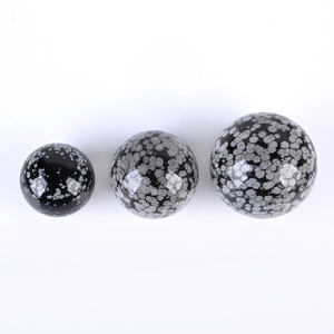 New Arrival Natural <b>Crystal</b> Gemstone Polished Snowflake Obsidian Sphere <b>Balls</b> for Decoration - Product Image 6