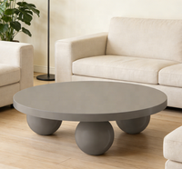 Table basse ronde moderne et minimaliste pour salon, table basse en bois avec pieds ronds en forme de boule, décoration d'intérieur, meubles, tables basses