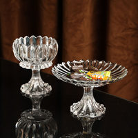 Plateau à fruits et bonbons en verre cristal de style européen, design léger et luxueux, forme de fleur, sur pied haut, exquis et très esthétique pour la maison
