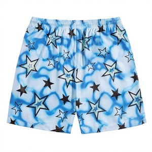 Short de bain décontracté pour homme à séchage rapide, imprimé étoiles bleues, taille élastique avec cordon de serrage, longueur courte - Product Image 4