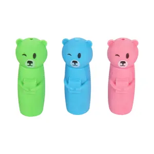Factory Cheap 3D Bear Shaped Animal Eraser Topper Creative Cute Cartoon Custom Eraser Pencil Topper