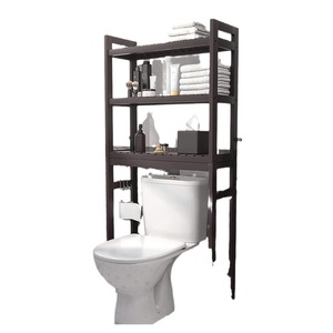 Bamboo 3 Tier Bathroom Toilet Shelf Natural <b>Black</b> Rectangular Freestanding Storage <b>Cabinet</b> For Bathroom - Product Image 5