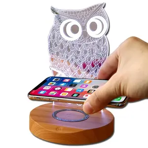 Led Lights Display Base for Acrylic Wood Night LED Light Lamp Base 3d illusion lamp base 3D Night Light wireless charger