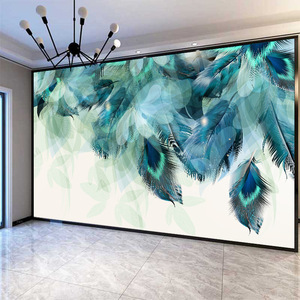 Tv fond mur papier peint moderne minimaliste 8d plume revêtement mural nordique salon Mural Film télévision papier peint - Product Image 4