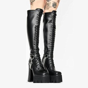 <b>Chain</b> Fashion Botas Mujer Winter and Fall Knee HIgh Thick Sole Sexy Chunky Supper High Women Platform <b>Boots</b> - Product Image 2