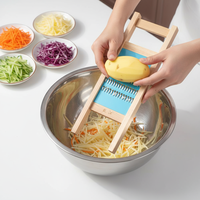 Groentehakker Mandoline Snijder Ui Aardappel 1,5 mm FIJNE JULIENNE Massief Houten Handmatig Roestvrijstalen Messen Professioneel Karton