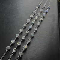 Bijoux de cristaux de guérison à la mode Madagascar arc-en-ciel Moonstone Bracelets de chaîne à breloques en argent sterling 925
