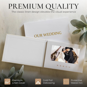 Livre vidéo en lin, cadeau <span class=keywords><strong>de</strong></span> mariage, écran 7 pouces, résolution 1024x600, joue des vidéos MP4/MPEG, <span class=keywords><strong>photos</strong></span>, mémoire 4 Go, rechargeable, pour les couples - Product Image 3