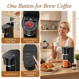 Honeyson Small <span class=keywords><strong>Single</strong></span> <span class=keywords><strong>Serve</strong></span> Koffiezetapparaat 2-in-1 Snelle Bereiding 12 Oz. K-Cup Grounds Koffiemachine Ontkalkingsherinnering Draagbaar - Product Image 2