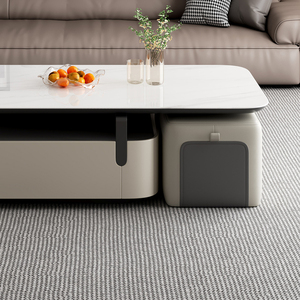 طاولة قهوة عصرية فاخرة من الحجر المحروق سطح مستطيل مع درج خزانة MDF أثاث غرفة معيشة متين - Product Image 5