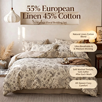 Ensemble de housse de couette et de drap-housse en lin et coton tissé imprimé, moderne, luxueux, certifié Oekotex, biologique, écologique, respirant