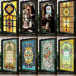 Custom Tiffany Glas-In-Loodraam En Deur Schilderachtige Boom Ontwerp Voor Kerk En Gebouwen