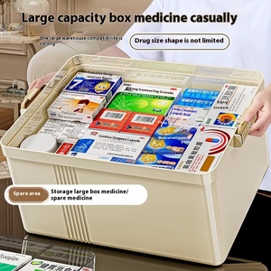 Hộp đựng thuốc gia dụng hình vuông cực lớn PP ngăn đựng nhiều lớp Bộ Y Tế dụng cụ sơ cứu khẩn cấp tại nhà - Product Image 3