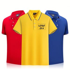 เสื้อโปโลคุณภาพสูงพร้อมโลโก้สั่งทำสำหรับผู้ชาย เสื้อยืดคอตตอน เสื้อโปโลสำหรับทำงาน เสื้อโปโลสำหรับตีกอล์ฟ ปักลายพิมพ์ - Product Image 1