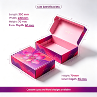 Boîte rigide magnétique en papier avec motif floral rose personnalisé pour emballage cadeau cosmétique