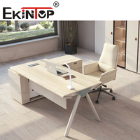 Ekintop bureau de direction blanc mélamine en forme de L bureau à domicile