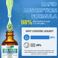 Hatmanlabs Sea Moss Black Seed Liquid Drops, extrait végétal avec racine de bardane et algues fucus pour la thyroïde, la peau et les cheveux, complément alimentaire stimulant