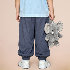 กางเกงจ็อกเกอร์ลำลองเด็กชายสีเทาเข้มปักลายช้างเอวยางยืดกางเกงเด็ก - Product Image 3