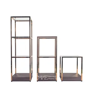 Best Selling Multi-layer Winkel Meubels Metalen Display Stand Glanzend Roestvrij Staal Zak Display Rack Display Plank